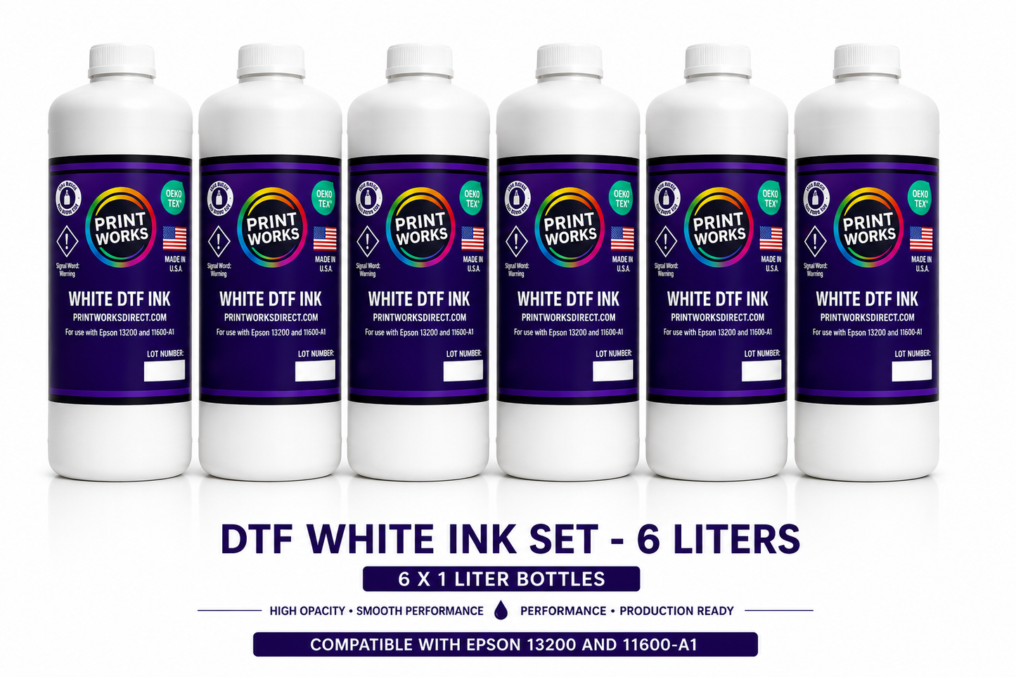 DTF Brilliant White Ink 6-Pack