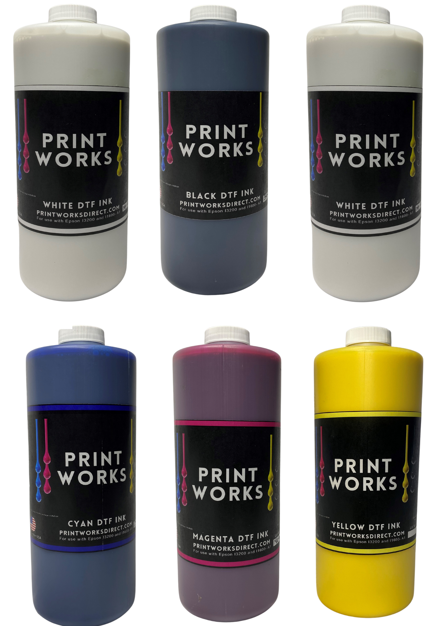 Complete DTF Ink Set: 2 Liter W+CMYK
