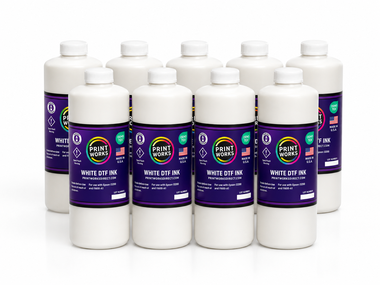 PrintWorks DTF Brilliant White Ink – Case Pack (9 Liters)