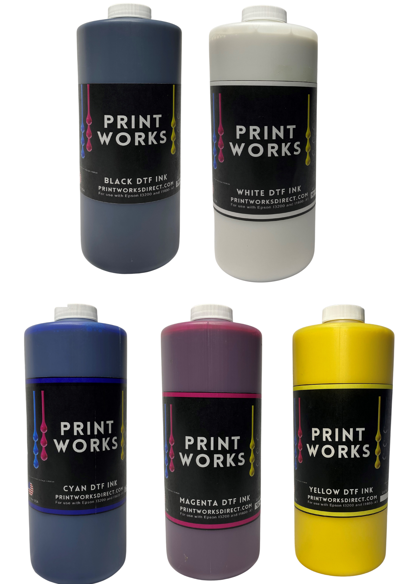 Complete DTF Ink Set: 1 Liter W+CMYK