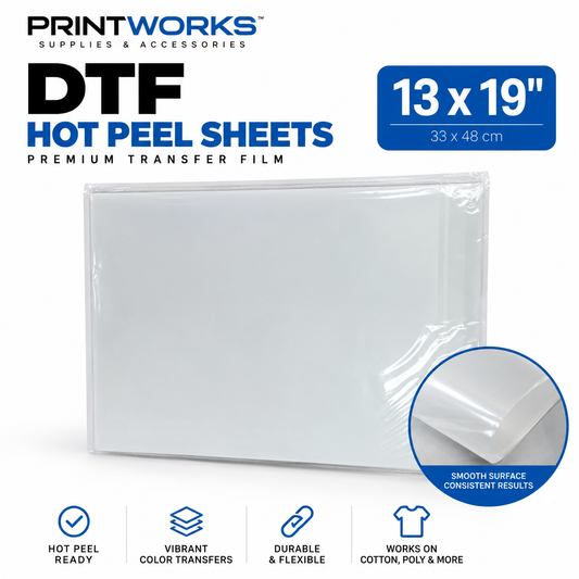 DTF Hot Peel Transfer Film Sheets – 13" x 19" – 100 Sheets